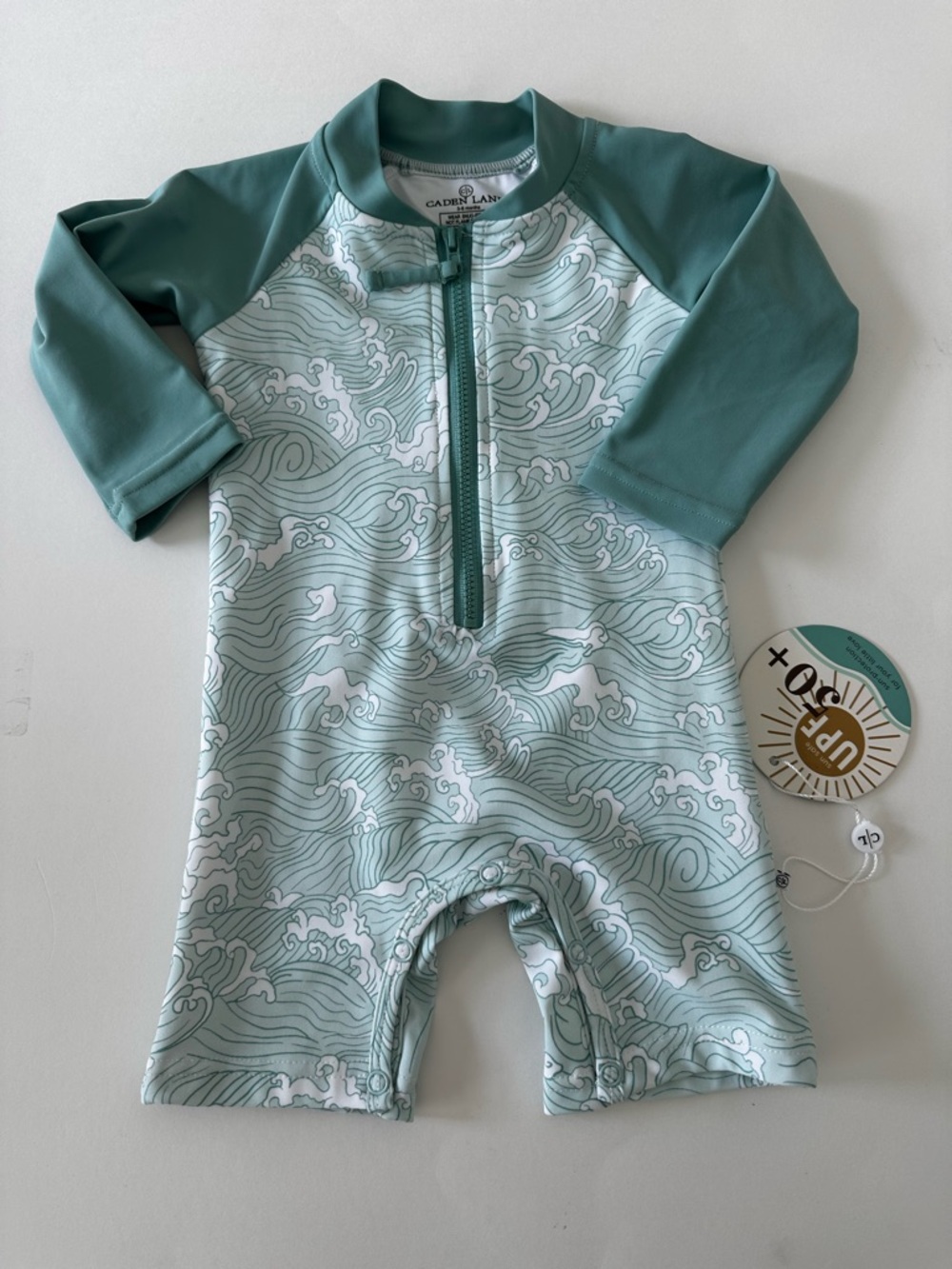 Caden Lane Baby Full Coverage Rash Guard SPF 50, 3-6 Mo, Summer Beach Swim NWT